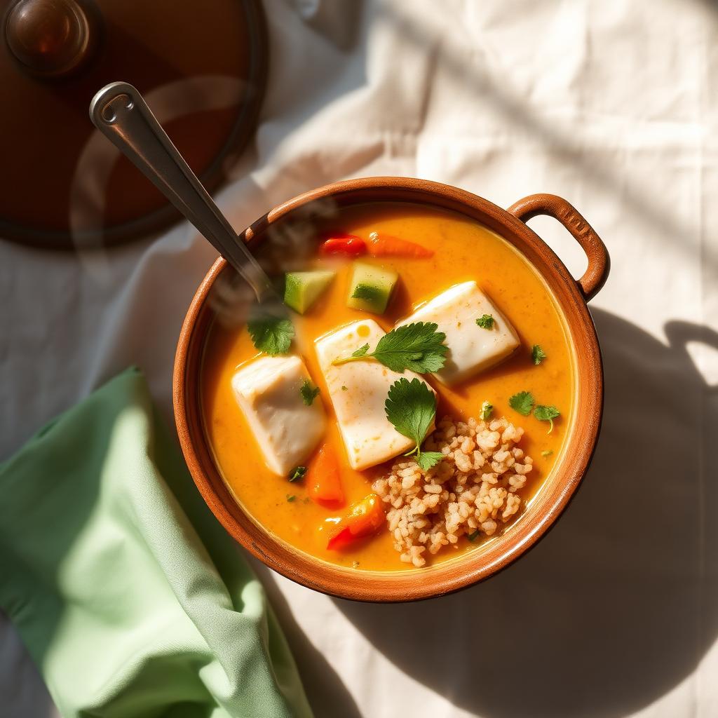 Moqueca leve (coco light) + arroz integral